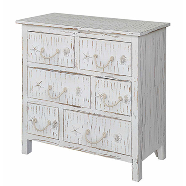 Seaside White Shell 6 Drawer Chest CVFZR1550 By Crestview