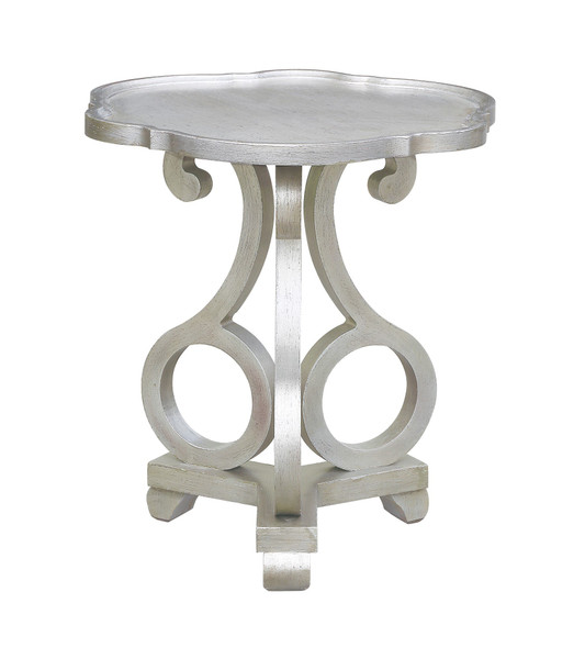 Adriana Brushed Silver Scalloped Side Table CVFZR1770 By Crestview