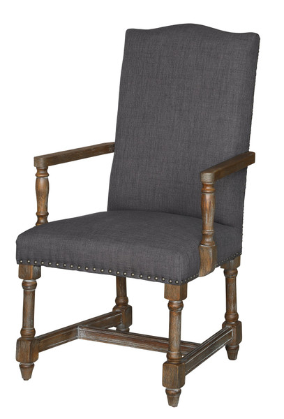 Grayson Rustic Wood And Grey Linen Arm Chair (Pack Of 2) CVFZR1790 By Crestview