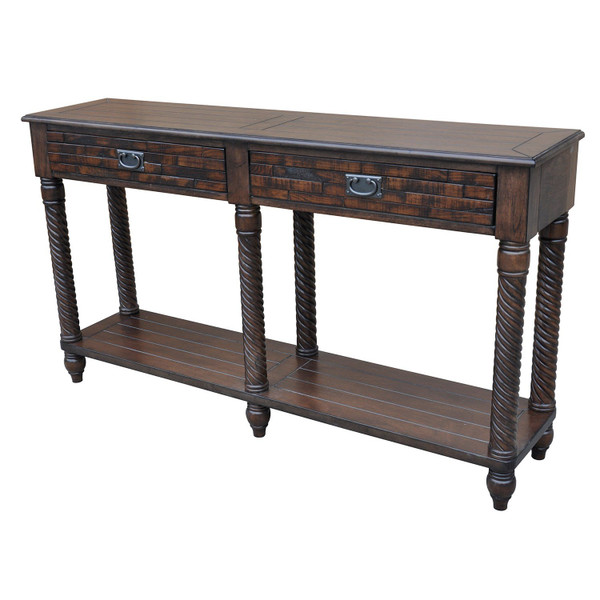 Maple Ridge Rustic Oak 2 Drawer Console Table CVFZR1803 By Crestview