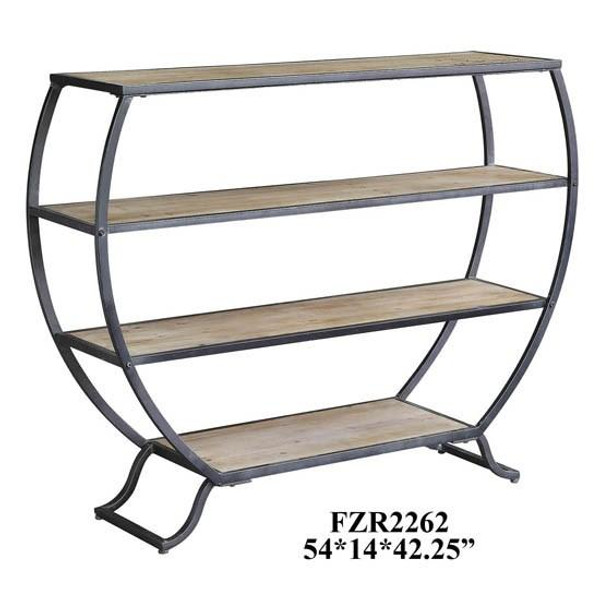 Olympia 3 Tier Rustic Metal And Natural Wood Bookshelf CVFZR2262 By Crestview
