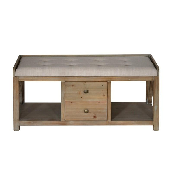 Wooden Bench With 2 Drawers EVFZR3215 By Crestview