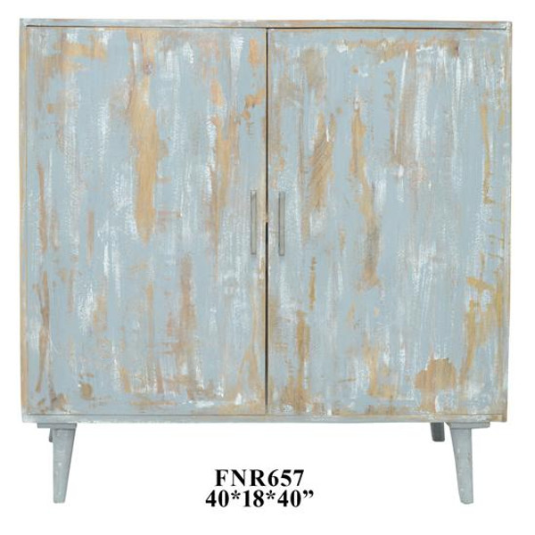 Bengal Manor Mango Wood 2 Door Cabinet Heavily Distressed Grey Finish CVFNR657 By Crestview