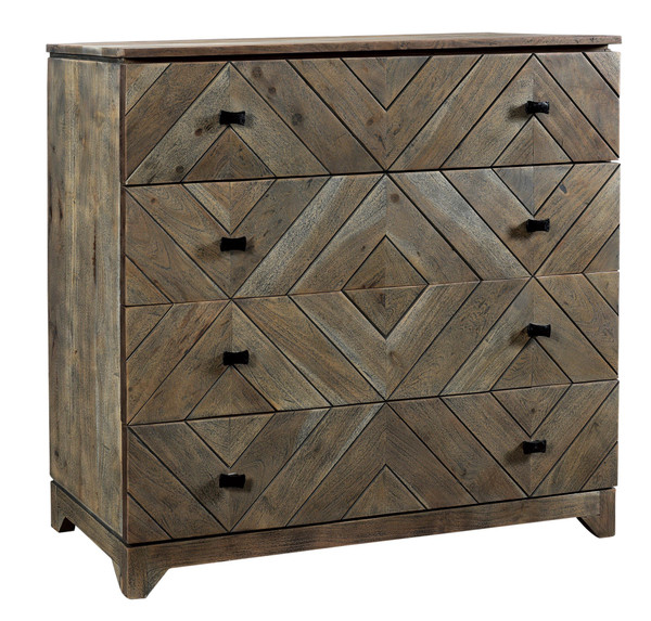 Bengal Manor Acacia Wood Diamond Pattern 4 Drawer Chest CVFNR471 By Crestview