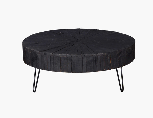 17" Round Wood & Metal Cocktail Table CVFNR770 By Crestview