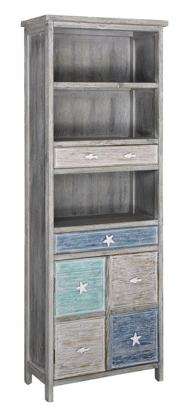 Key West Grey Driftwood And Multi Color Nautical 2 Drawer 2 Door Storage Cabinet CVFZR4048 By Crestview