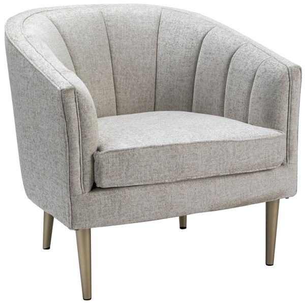 Sutton Metallic Leg And Champagne Linen Upholstered Channel Back Chair CVFZR4509 By Crestview