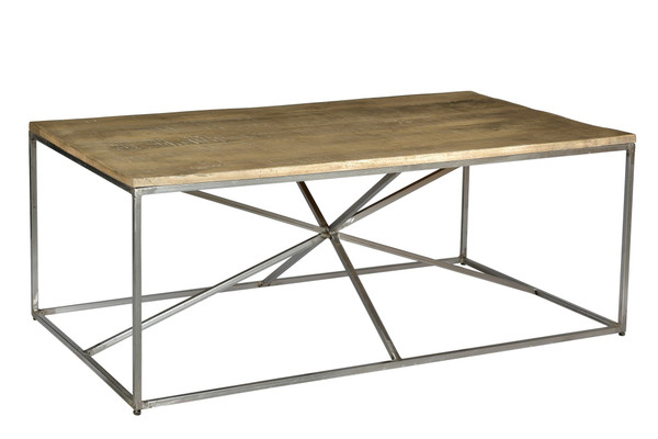 Bengal Manor Rough Mango Wood And Iron Asterisk Rectangle Cocktail Table CVFNR674 By Crestview