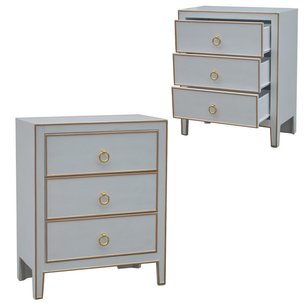 Phoebe White And Gold 3 Drawer Chest CVFZR5037 By Crestview