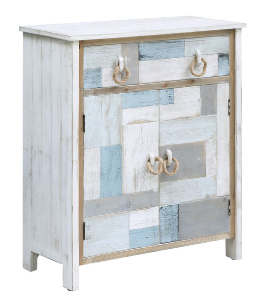 South Shore Multi Color Nautical Patchwork 1 Drawer, 2 Door Cabinet CVFZR3566 By Crestview
