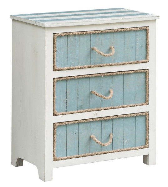 South Shore Blueish Grey And White 3 Drawer Rope Accent Chest CVFZR3560 By Crestview