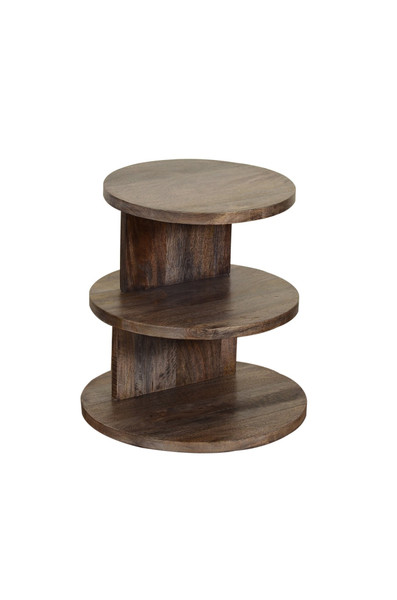 24" Wood Round 3 Shelf Accent Table CVFNR849 By Crestview