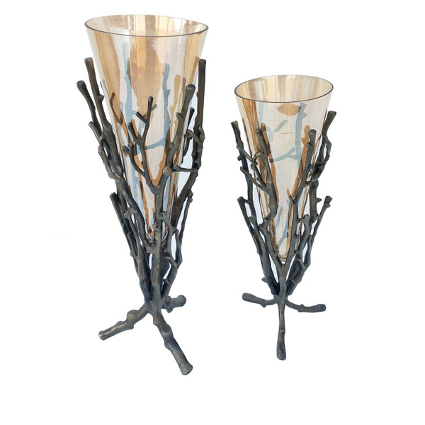 Set Of 2 Aluminium / Glass Vase 1Set Ups Pack / 6.3' CVVZSN005 By Crestview