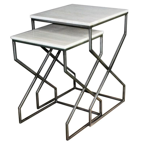 Iron Marble Set Of 2 Side Table EVFNR1045 By Crestview