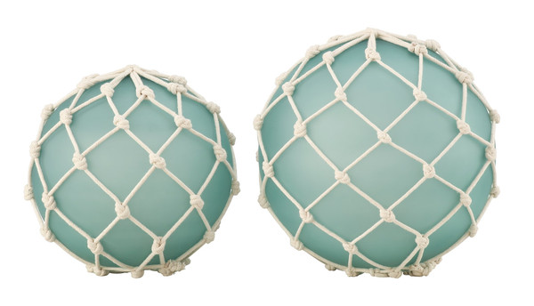 Fisher Buoys Decoration Wrapped With Bleached Rope,Set Of 2 CVDZEN031 By Crestview