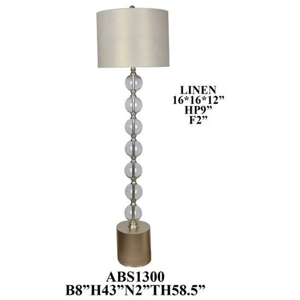 59"Th Glass Floor Lamp, Hb Sh Gold Linen 16X16X12". ABS1300 By Crestview