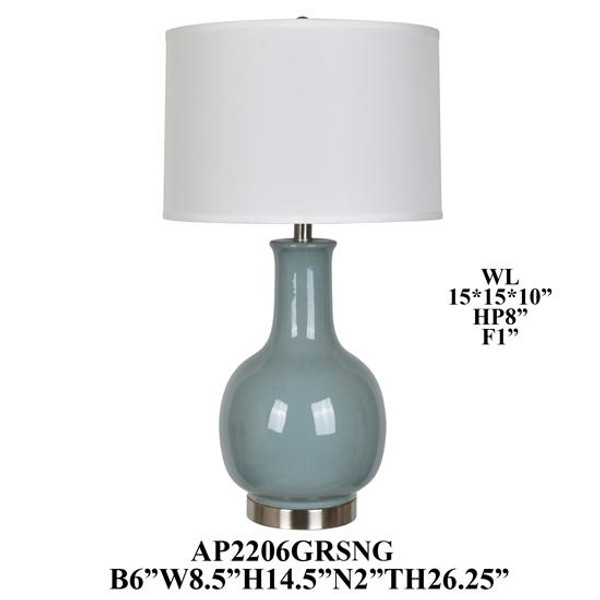 26.5" Ceramic/Metal Table Lamp AP2206GRSNG By Crestview