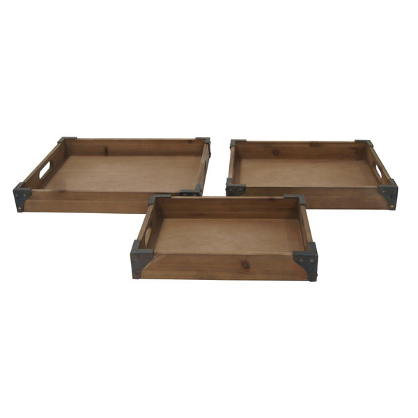 3 Piece Rustic Tray Set Cvtra370 By Crestview