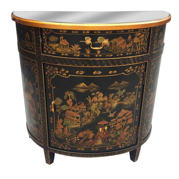Rose Tradtional Chinoiserie Single Door Demi-Lune Chest Cvfzzr080 By Crestview