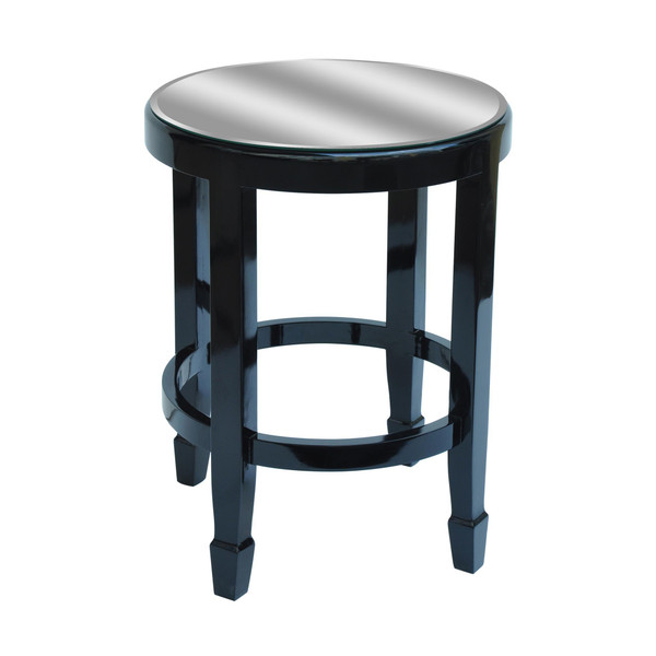Gloss Black Wood Bentley Side Table With Mirrored Top Cvfzzr037 By Crestview