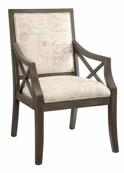 Driftwood French Script X-Arm Chair Cvfzr681 By Crestview