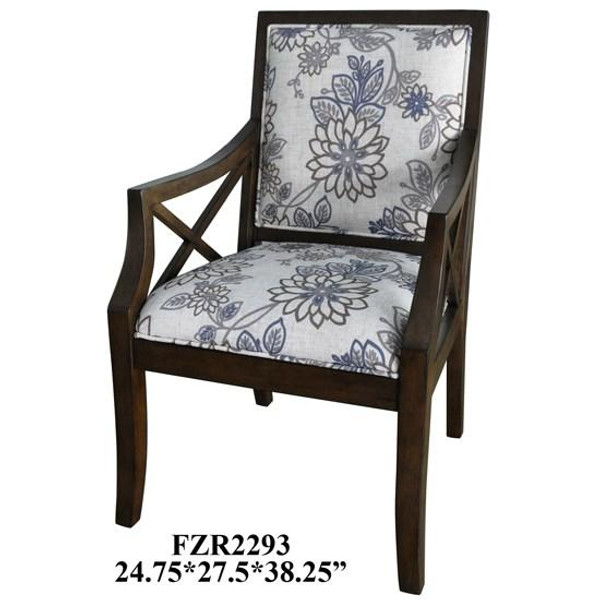 Sylvia Floral Linen Pattern Accent Chair With Heritage Birch Cvfzr2293 By Crestview