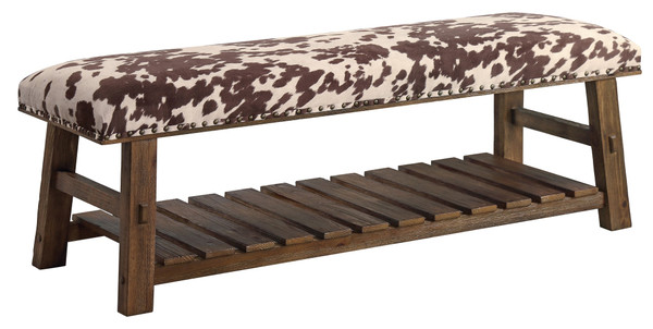 Mesquite Faux Cowhide Bench CVFZR3718 By Crestview