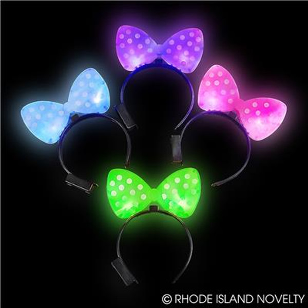Light-Up Plastic Polka-Dot Bow Headband BOBOWPO By Rhode Island Novelty