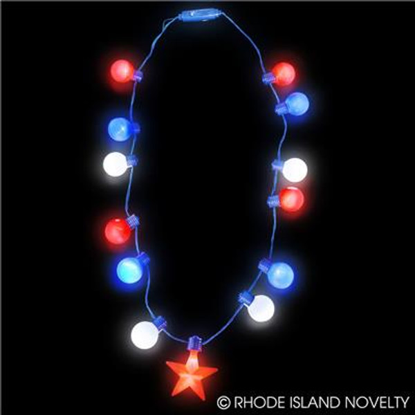 20" Light-Up Patriotic Star Necklace GLSTANE By Rhode Island Novelty