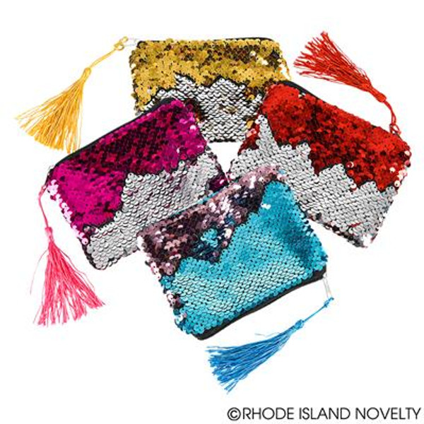5"X3.5" Two Tone Mermaid Sequin Coin Purse With Tassl KCMERTA By Rhode Island Novelty