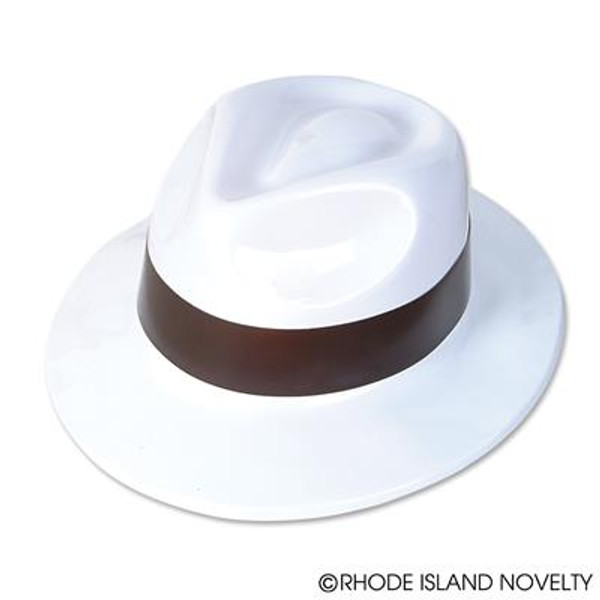 White Gangster Hat With Band HAGANLW By Rhode Island Novelty