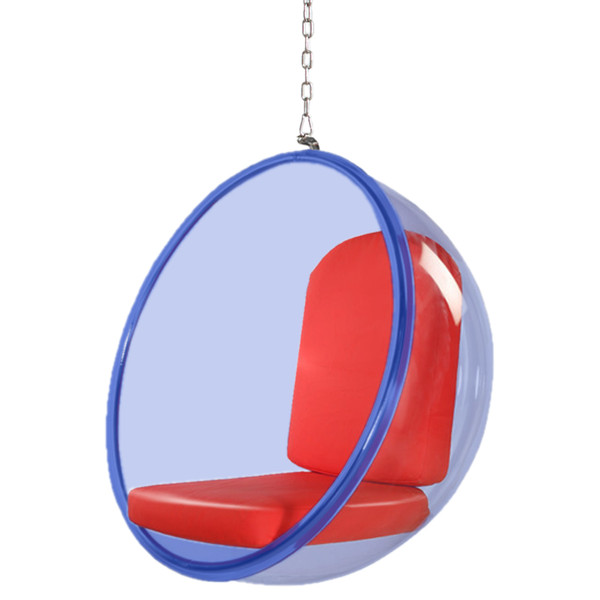 Fine Mod Imports Bubble Hanging Chair Blue Acrylic, Red FMI10152-RED