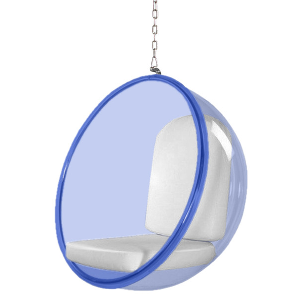 Fine Mod Imports Bubble Hanging Chair Blue Acrylic, White FMI10152-WHITE