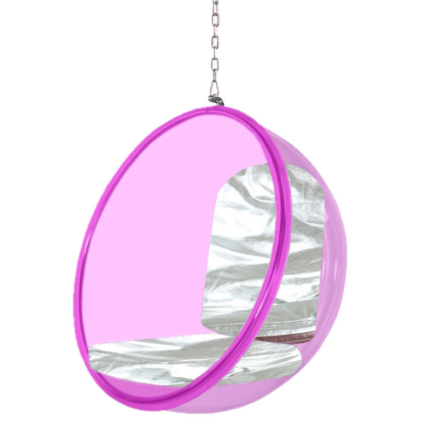 Fine Mod Imports Bubble Hanging Chair Pink Acrylic, Silver FMI10153-SILVER