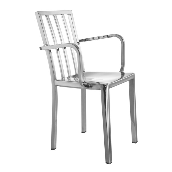 Fine Mod Imports Eve Steel Dining Arm Chair, Silver FMI10283-SILVER