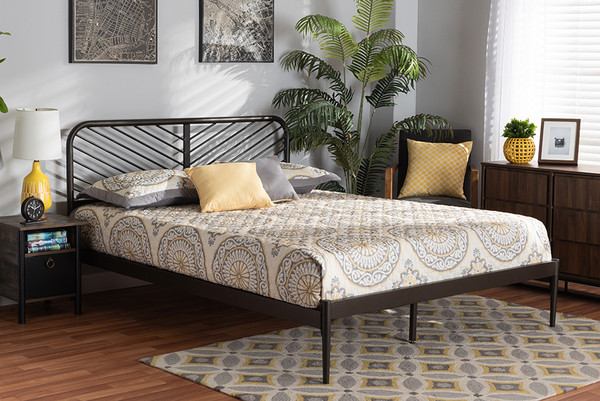 Dora Modern and Contemporary Industrial Black Finished Metal Full Size Platform Bed By Baxton Studio TS-Dora-Black-Full