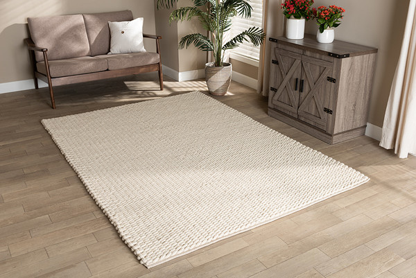 Alvero Modern and Contemporary Ivory Handwoven Wool Blend Area Rug By Baxton Studio Alvero-Ivory-Rug