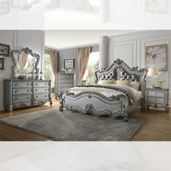 Homey Design Victorian Eastern King 4-Piece Bedroom Set HD-EK999-4PC-BEDROOM