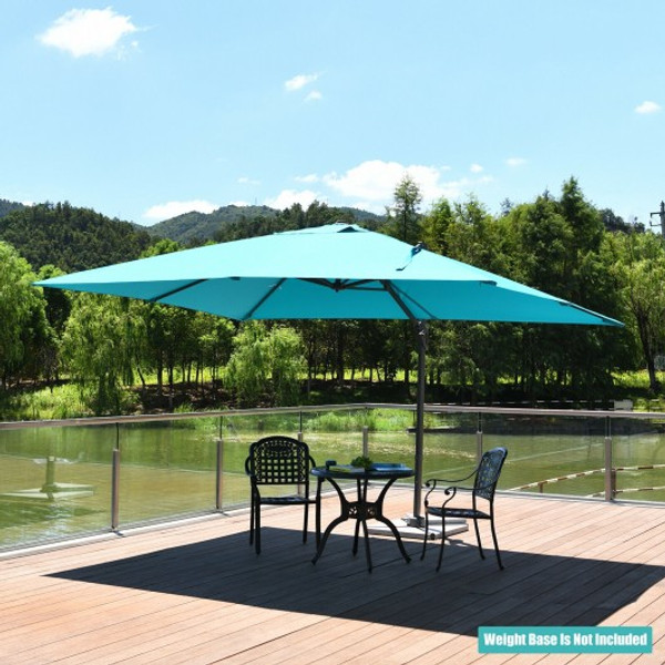 NP10192TU 10X13Ft Rectangular Cantilever Umbrella With 360 Rotation Function-Turquoise