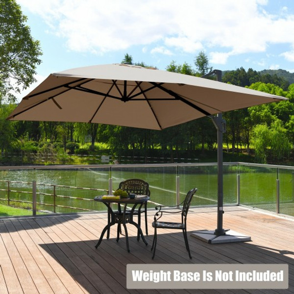 NP10192CF 10X13Ft Rectangular Cantilever Umbrella With 360 Rotation Function-Coffee