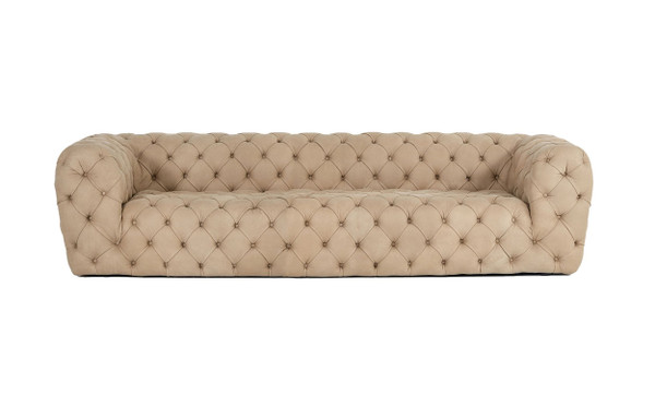 VGCCRIALTO-CML-3-S Coronelli Collezioni Ellington - Italian Beige Nubuck Leather 3-Seater Sofa By VIG Furniture