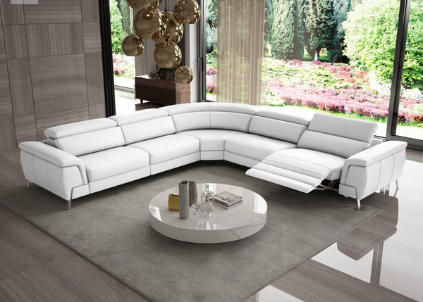 VGCCWONDER-WHT-SECT Coronelli Collezioni Wonder - Italian Modern White Leather Sectional Sofa With Recliners By VIG Furniture