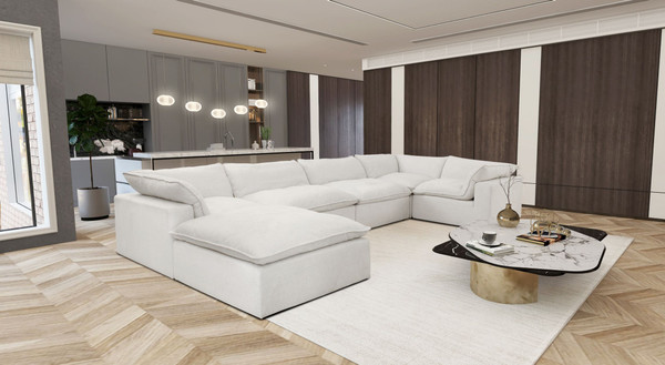 VGKN79461-WHT-SECT Divani Casa Kellogg - Modern White U Shaped Feather Sectional Sofa By VIG Furniture