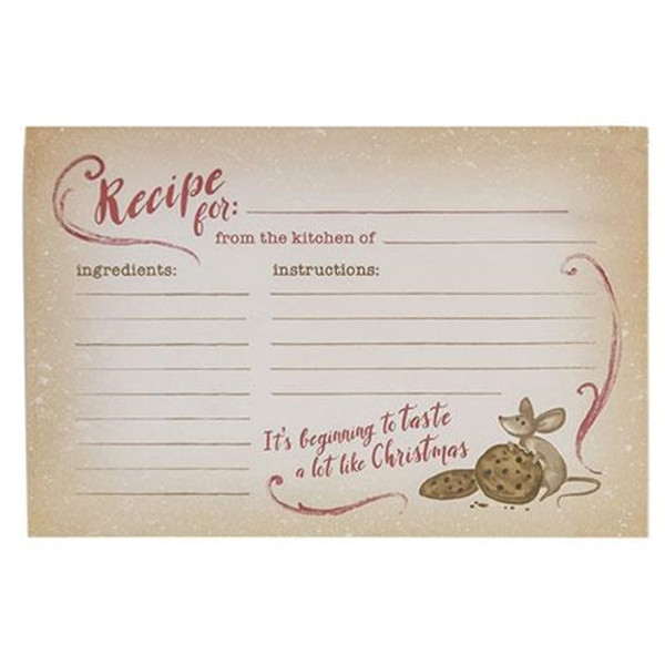 24/Pkg Mouse Christmas Recipe Cards G55040 By CWI Gifts