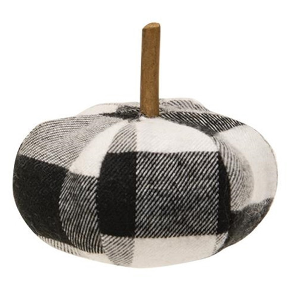 Black & White Buffalo Check Stuffed Pumpkin 3" GCS38232 By CWI Gifts