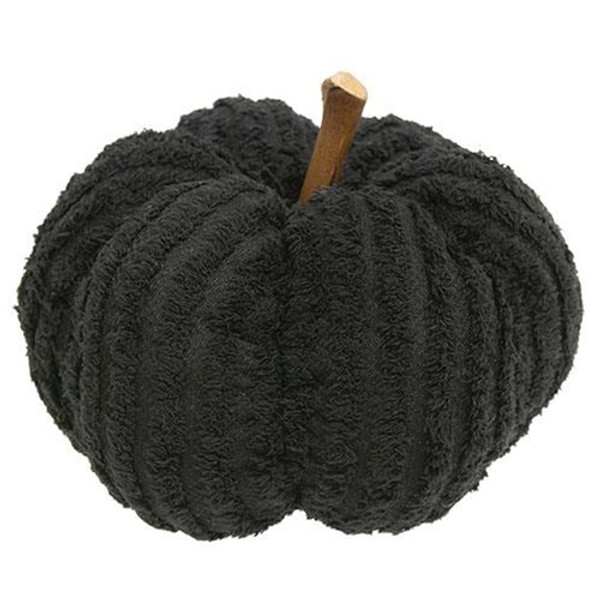 *Black Chenille Pumpkin 7.5" GCS38240 By CWI Gifts