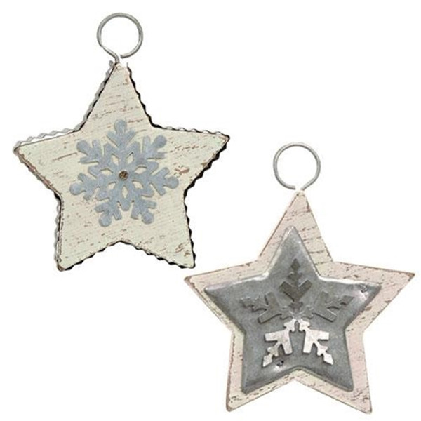 *Galvanized Star Ornament 2 Asstd. (Pack Of 2) GHY02508 By CWI Gifts