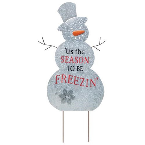 *Metal Snowman Yard Stake GHY03016 By CWI Gifts