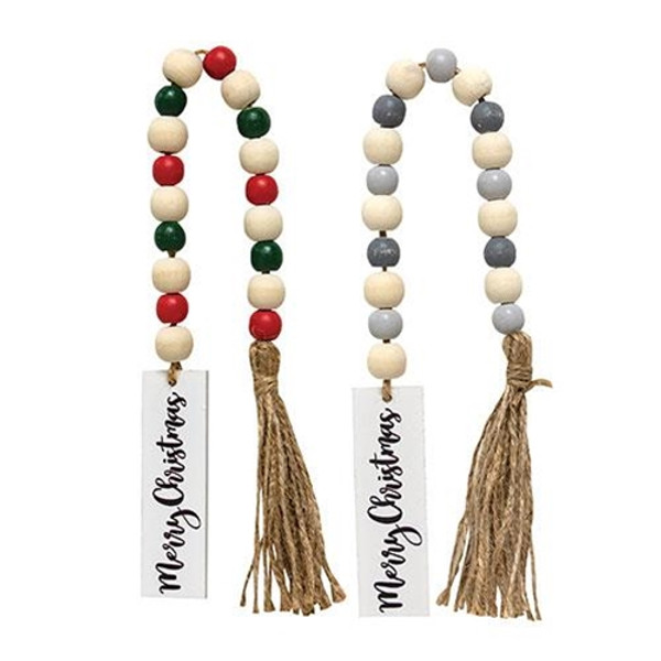 *Merry Christmas Tassel Garland W/Beads 2 Asstd. (Pack Of 2) GHY03028 By CWI Gifts