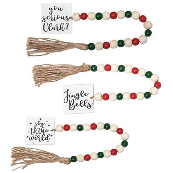 *Sm Winter Vacation Tassel Garland W/Red/Grn Beads 3 Asstd. (Pack Of 3) GHY03032 By CWI Gifts